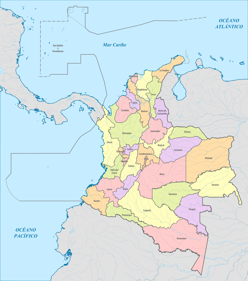Departamentos y capitales de Colombia